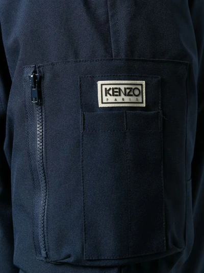 Shop Kenzo Faux Fur Trimmed Bomber Jacket In Blue