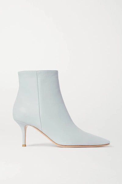 Shop Gianvito Rossi 70 Leather Ankle Boots In Light Blue