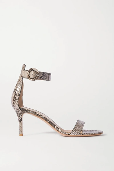 Shop Gianvito Rossi Portofino 70 Python Sandals In Snake Print