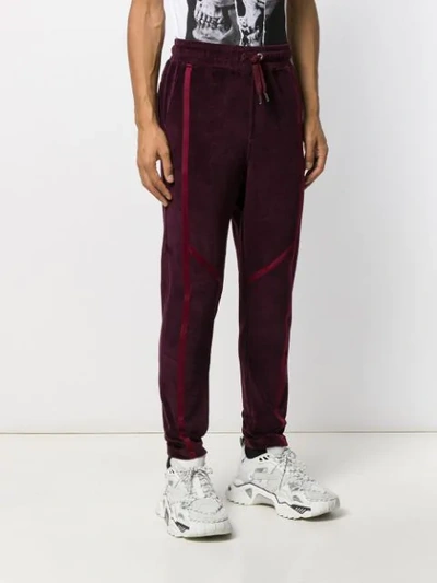 Shop Just Cavalli Panelled Logo Patch Track Pants In Purple