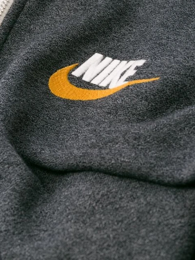 Shop Nike Heritage Embroidered Logo Hoodie In Grey