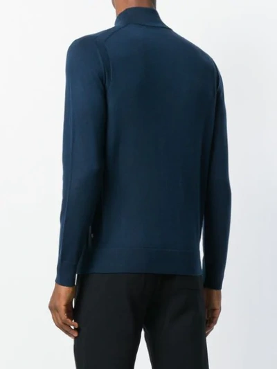 Shop Michael Kors Zip Collar Jumper In Blue