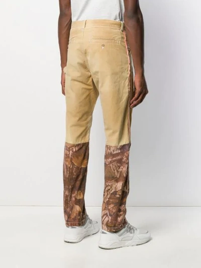 Shop Facetasm Patchwork Straight Leg Trousers In Brown