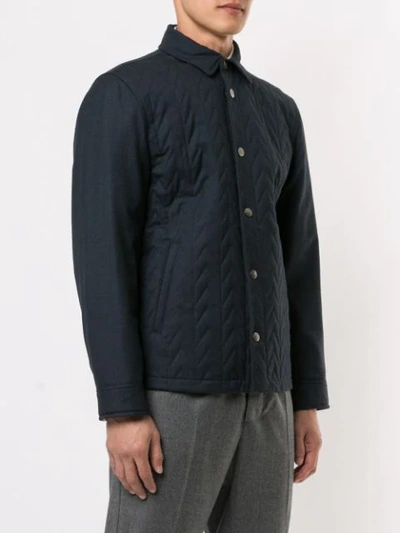 Shop Gieves & Hawkes Quilted Short Jacket In Blue