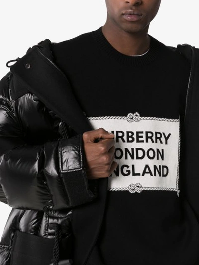 Shop Burberry Trentley Logo Intarsia Knit Jumper In Black