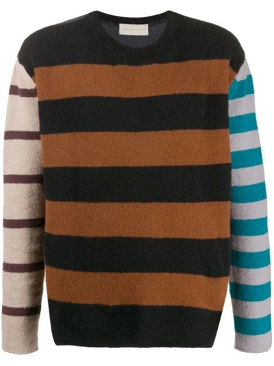 Paura Panelled Striped Jumper In Brown