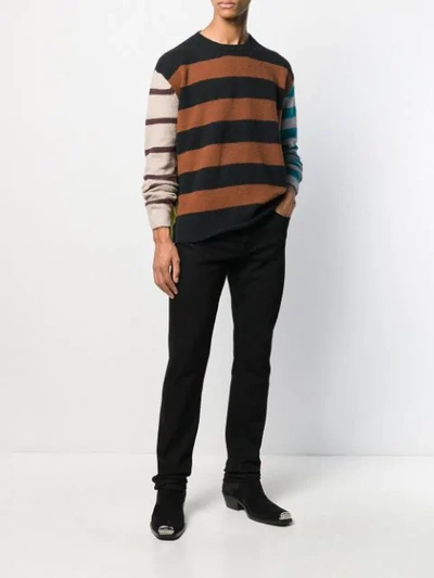 Paura Panelled Striped Jumper In Brown