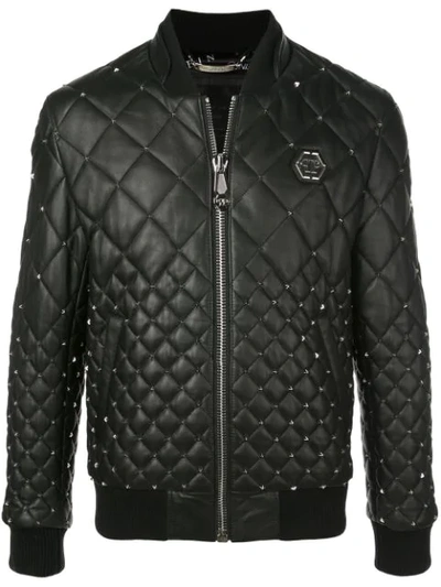 Shop Philipp Plein Quilted Stud Jacket In Black