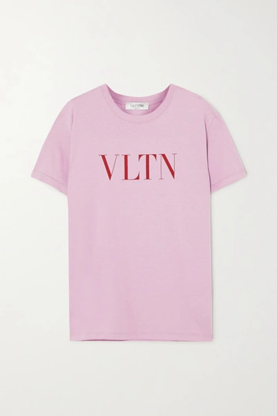 Shop Valentino Printed Cotton-jersey T-shirt In Pink