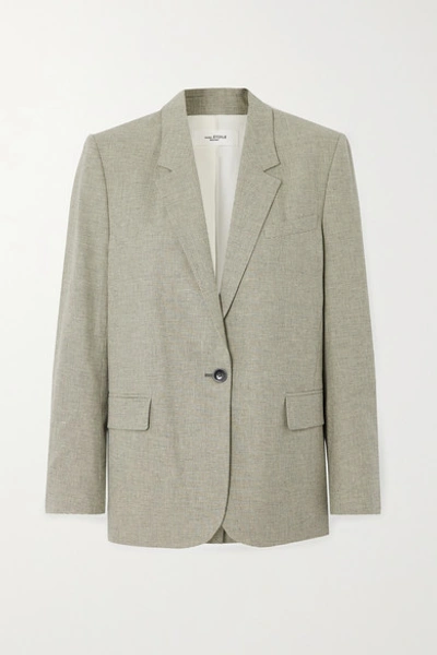 Shop Isabel Marant Étoile Verix Checked Cotton And Linen-blend Blazer In Sage Green