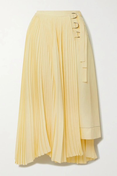 Shop Proenza Schouler Asymmetric Pleated Woven Wrap Skirt In Yellow