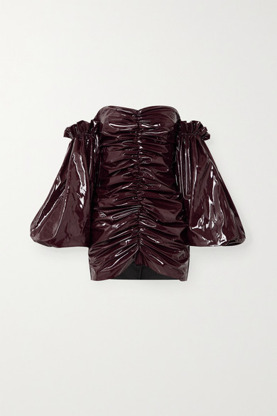 burgundy vinyl dress