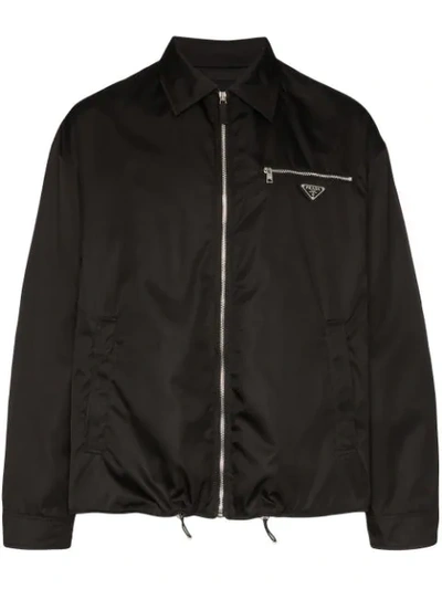 PRADA LOGO PLAQUE LIGHTWEIGHT JACKET - 黑色