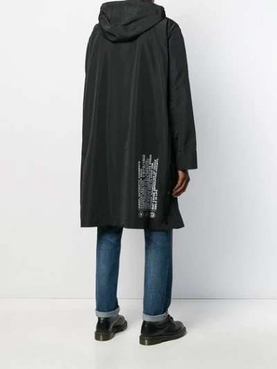 Shop Diesel Text-print Hooded Coat In Black