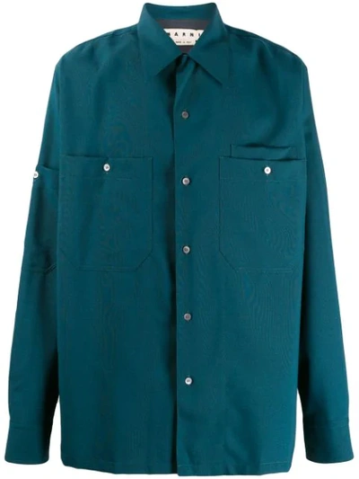 Shop Marni Patch Pocket Shirt In Blue