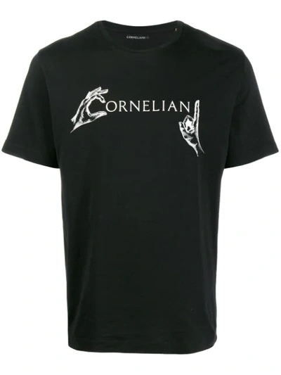 Shop Corneliani Branded T-shirt In Black