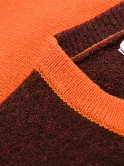 Shop Stone Island Striped Knit Jumper In Orange
