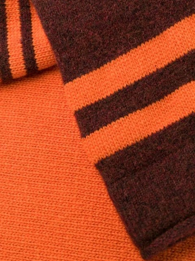 Shop Stone Island Striped Knit Jumper In Orange