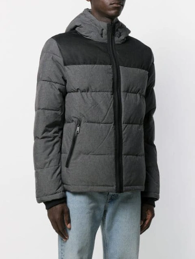 Shop Dkny Hooded Padded Jacket In Grey