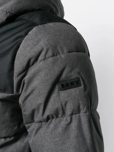 Shop Dkny Hooded Padded Jacket In Grey