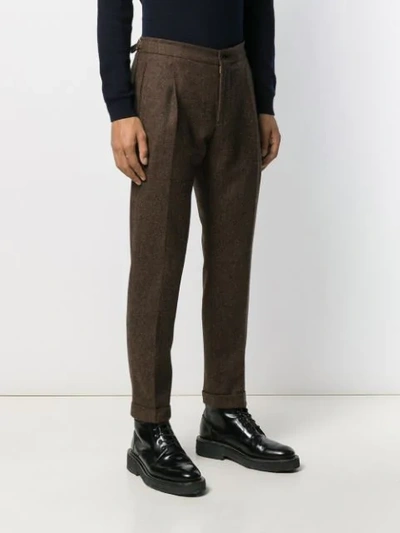 Shop Berwich Straight-leg Chevron Trousers In Brown