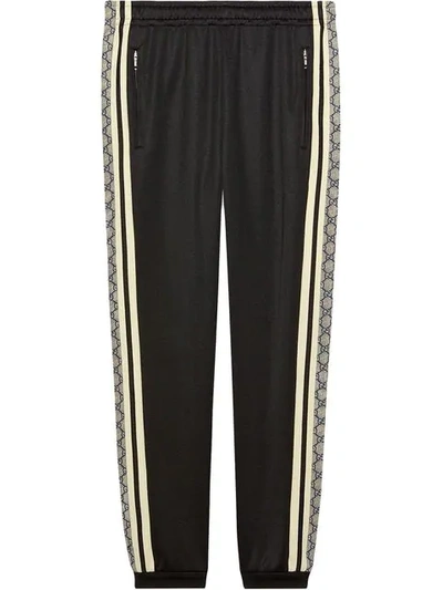Shop Gucci Gg Interlocking Chain Stripe Track Trousers - Black
