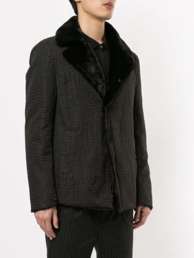 Shop Emporio Armani Croc-effect Jacket In Black