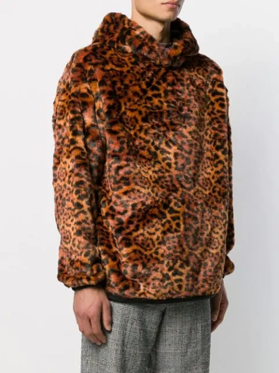 Shop Aries Leopard Print Hoodie In Brown