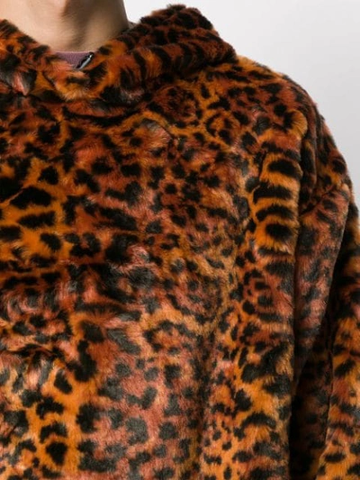 Shop Aries Leopard Print Hoodie In Brown