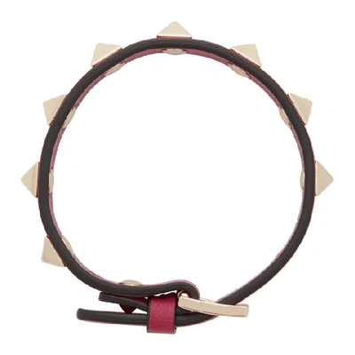 Shop Valentino Red  Garavani Rockstud Bracelet In 16l Rasberr