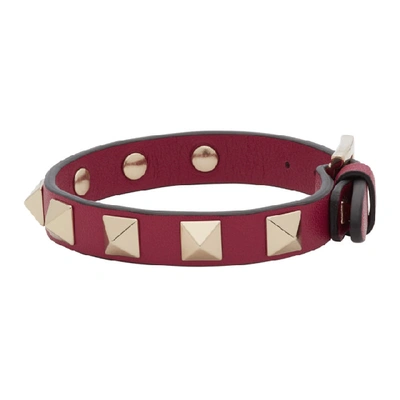 Shop Valentino Red  Garavani Rockstud Bracelet In 16l Rasberr