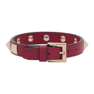 Shop Valentino Red  Garavani Rockstud Bracelet In 16l Rasberr