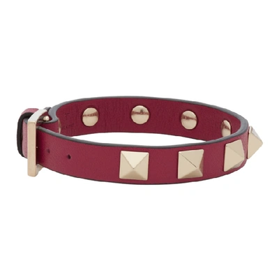 Shop Valentino Red  Garavani Rockstud Bracelet In 16l Rasberr