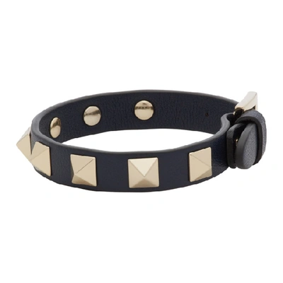Shop Valentino Navy  Garavani Rockstud Bracelet In M30 Marine
