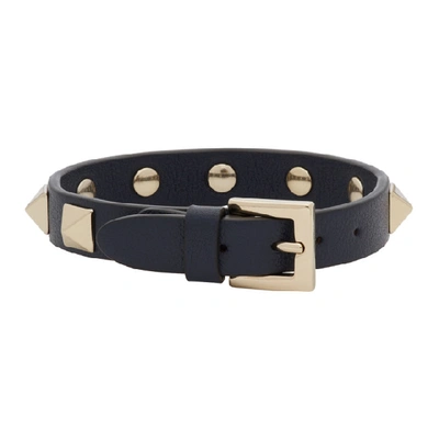 Shop Valentino Navy  Garavani Rockstud Bracelet In M30 Marine