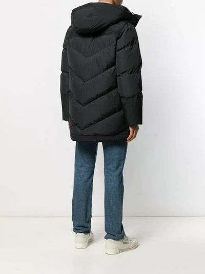 Shop Woolrich Fur-trim Hood Padded Coat In Black