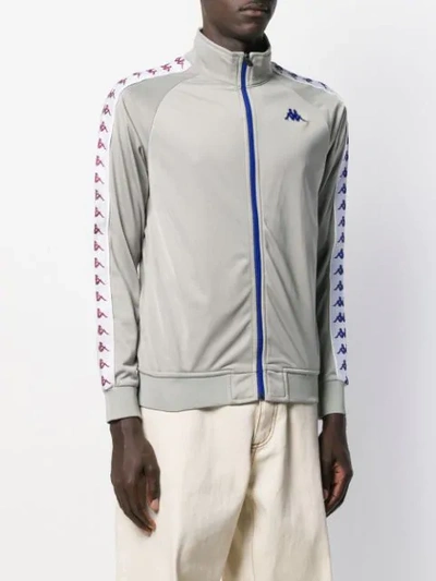 Shop Kappa Zip Front Sweatshirt In Grey