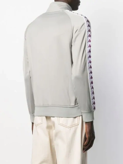 Shop Kappa Zip Front Sweatshirt In Grey