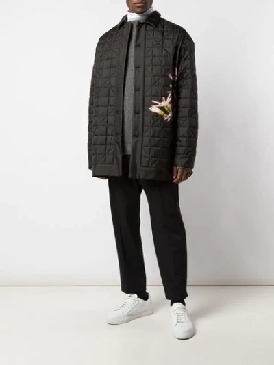 Shop Oamc Polly Printed Quilted Jacket In Black