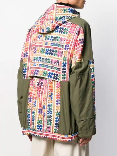 Shop Sacai Embroidered Parka Coat In Green