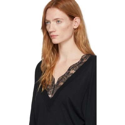 Shop Chloé Chloe Black Wool And Silk Lace V-neck Sweater In 001 Black