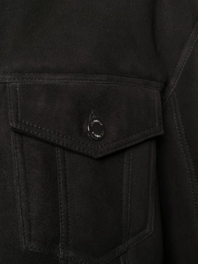 Shop Les Hommes Suede Shearling Short Jacket In Black