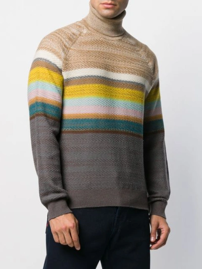 Shop Missoni Striped Knit Jumper In Grey