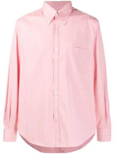Shop Cobra Sc Double-button Stripe Shirt In Pink