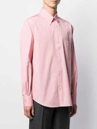 Shop Cobra Sc Double-button Stripe Shirt In Pink