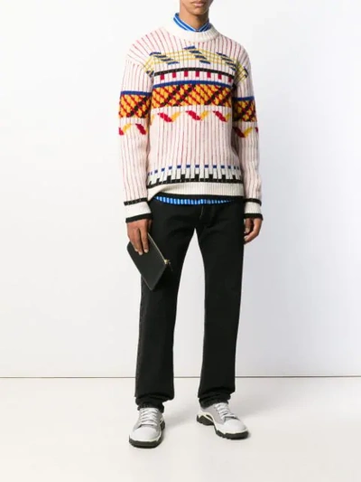 Shop Kenzo Peruvian Fair Isle Knitted Sweater In Neutrals