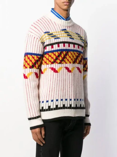 Shop Kenzo Peruvian Fair Isle Knitted Sweater In Neutrals