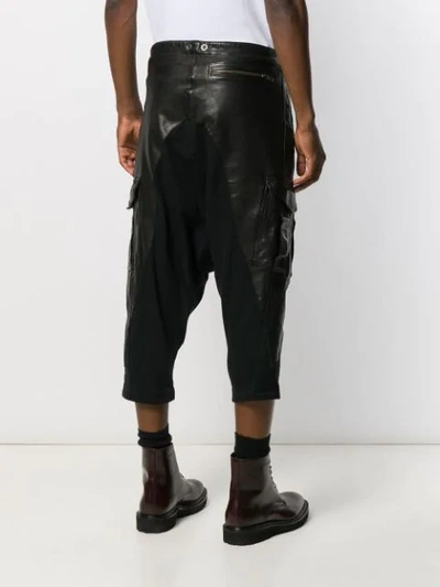 Shop Greg Lauren Cropped Biker Trousers In Black