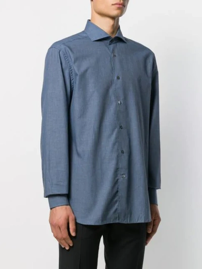 Shop Corneliani Houndstooth Shirt In Blue