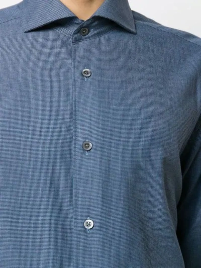 Shop Corneliani Houndstooth Shirt In Blue